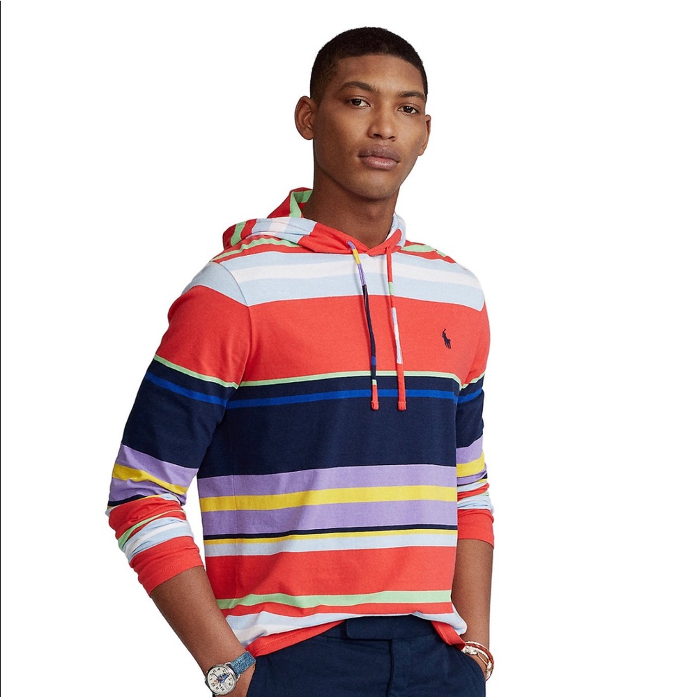 Ralph Lauren Polo Men’s striped jersey hooded T-shirt